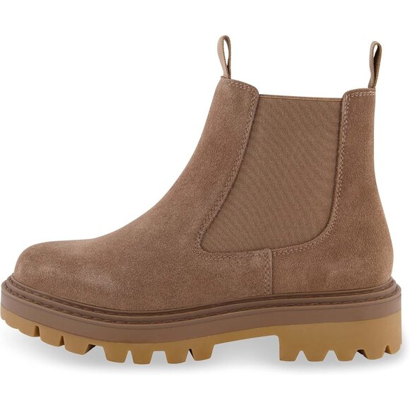 Luxurious Women's Derby Chelsea Boots in Camel Suede with Memory Foam Comfort - Picture 2 of 5